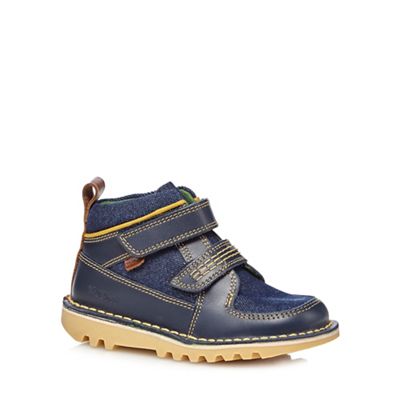 Kickers Boys' navy leather stomper shoes